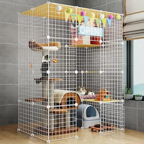 Katzenlaufstall, großer DIY-Metalldrahtgitterkäfig für Bewegung und einfache Reinigung, mehrstöckige Hundehütte für Haustiere im Innenbereich Katzenlaufstall, großer DIY-Metalldrahtgitterkäfig für Bewegung und einfache Reinigung, mehrstöckige Hundehütte für Haustiere im Innenbereich von Generisch