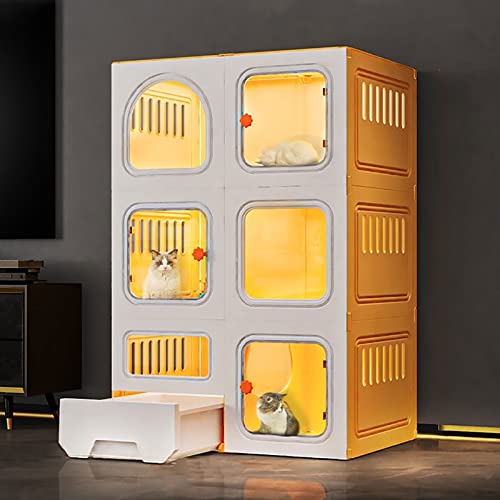 Katzenlaufstall Käfig Halbgeschlossener Indoor-Katzenschrank Abnehmbares Freigehege Ideal für 2-3 Katzen Großer Übungsraum für Kleintiere von Generisch