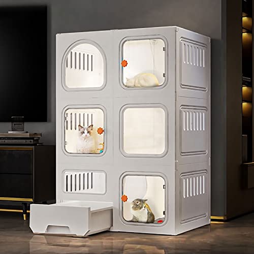 Katzenlaufstall Käfig Halbgeschlossener Indoor-Katzenschrank Abnehmbares Freigehege Ideal für 2-3 Katzen Großer Übungsraum für Kleintiere von Generisch