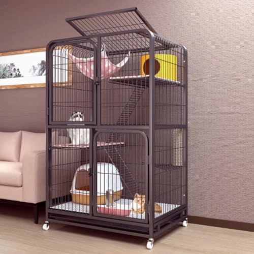 Katzenlaufstall für den Innenbereich, mit Abdeckung oben und Rollen, tragbares Haustiergehege mit herausziehbarer Ablage für Kleintiere wie Frettchen, Chinchillas und Kaninchen Katzenlaufstall für den Innenbereich, mit Abdeckung oben und Rollen, tragbares Haustiergehege mit herausziehbarer Ablage für Kleintiere wie Frettchen, Chinchillas und Kaninchen von Generisch