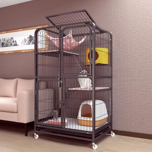 Katzenlaufstall für den Innenbereich, mit Abdeckung oben und Rollen, tragbares Haustiergehege mit herausziehbarer Ablage für Kleintiere wie Frettchen, Chinchillas und Kaninchen Katzenlaufstall für den Innenbereich, mit Abdeckung oben und Rollen, tragbares Haustiergehege mit herausziehbarer Ablage für Kleintiere wie Frettchen, Chinchillas und Kaninchen von Generisch