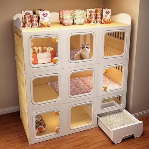 Katzenlaufstall mit Katzentoilette, ausbruchsicheres Innengehege für kleine Haustiere, langlebiges Design von Generisch