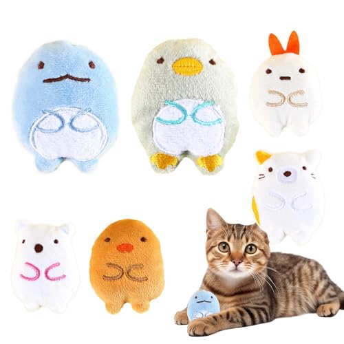 Katzenminenspielzeug für Katzen, Katzen Nip Toys - Set von 6 niedlichen Plüschkatzen Spielzeug | Eingebautes in quietschiger Bell, interaktive unterhaltsame Puppen für kleine mittelgroße und große Kät Katzenminenspielzeug für Katzen, Katzen Nip Toys - Set von 6 niedlichen Plüschkatzen Spielzeug | Eingebautes in quietschiger Bell, interaktive unterhaltsame Puppen für kleine mittelgroße und große Kät von Generisch