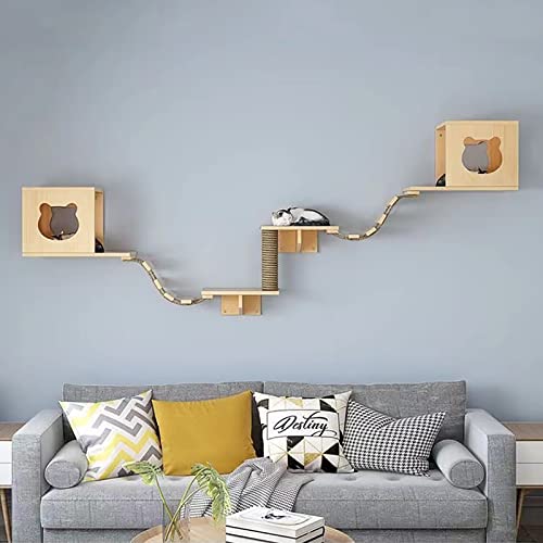 Katzenmöbel-Set zur Wandmontage, mehrstufige Hängematte, Sitzstange, Stufen, Brücke und Kletterer für Indoor-Katzen, platzsparende Spiel- und Lounge-Lösung Katzenmöbel-Set zur Wandmontage, mehrstufige Hängematte, Sitzstange, Stufen, Brücke und Kletterer für Indoor-Katzen, platzsparende Spiel- und Lounge-Lösung von Generisch