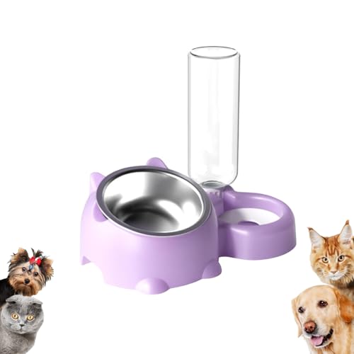 Katzennapf mit Wasserbehälter aus Edelstahl | Anti-Verschmutzung Futter- & Wassernapf | Für Nass- und Trockenfutter | Einfache Reinigung | 4 Farben (D) von Generisch