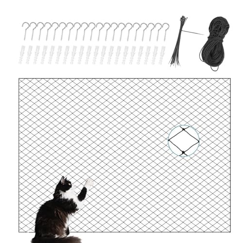 Katzennetz Drahtverstärkt - Katzenschutznetz | Balkon-Sicherheitsnetz zur Sicherung von Katzen | Sichtschutzzaun Sicherheitsschutz für Außendeck Treppenhaus Indoor Sicherheit Garten Terrasse Wohnung von Generisch