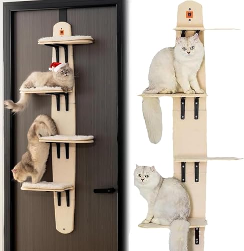 Katzenregal for Aufhängen über der Tür, Katzenregal for Aufhängen an der Tür, Kletterturm for Katzen mit 4 Türen, Sitzstange und Klettergerüst for Katzen über der Tür, Sprungregal for Haustiere von Generisch