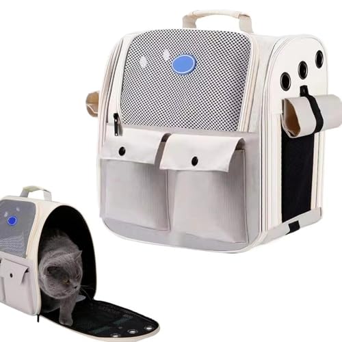 Katzenrucksack-Tragetasche, Haustierrucksack für kleine Hunde und Katzen, kratzfestes, atmungsaktives Netzgewebe, tragbare Reisetrage für Wandern und Camping von Generisch