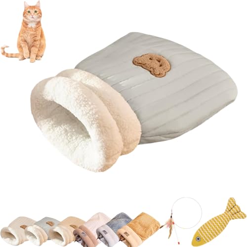 Katzenschlafsack, Katzenschlafsack für Hauskatzen, Weicher Plüsch Katzensack, Flauschiger Katzentunnel Beruhigende Schlafsäcke (Blau-B, L) von Generisch