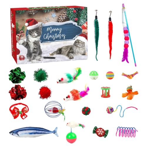 Katzenspielzeug Adventskalender | Weihnachten Interaktives Katzenspielzeug für Indoor-Katzen | Katzen-Adventskalender mit sortiertem Katzenspielzeug | Weihnachten Katzenspielzeug 24 Stück Weihnachten Katzenspielzeug Adventskalender | Weihnachten Interaktives Katzenspielzeug für Indoor-Katzen | Katzen-Adventskalender mit sortiertem Katzenspielzeug | Weihnachten Katzenspielzeug 24 Stück Weihnachten von Generisch