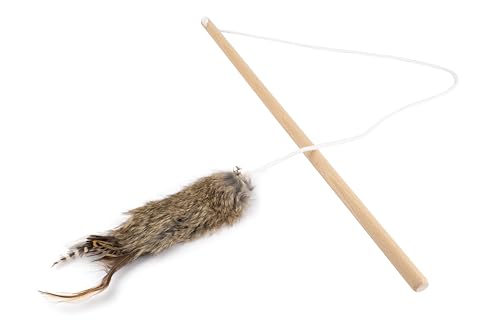 Fellefant Katzenspielzeug - Katzenangel mit Hasenfell und Federn, Echtfell, Handgefertig Fellefant Katzenspielzeug - Katzenangel mit Hasenfell und Federn, Echtfell, Handgefertig von Fellefant
