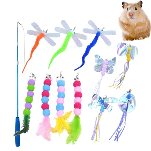 Katzenstab-Spielzeug, Schmetterlinge, Raupe, Libellen-Set, Kätzchen-Spielzeug, Katzenangeln, Rutenspielzeug, lustiges Trainingsgerät, Spielzeug für Kaninchen, Eichhörnchen, Chinchilla, Hamster Katzenstab-Spielzeug, Schmetterlinge, Raupe, Libellen-Set, Kätzchen-Spielzeug, Katzenangeln, Rutenspielzeug, lustiges Trainingsgerät, Spielzeug für Kaninchen, Eichhörnchen, Chinchilla, Hamster von Generisch