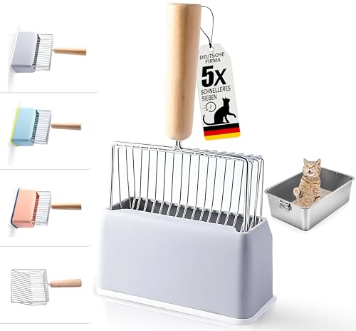 PQTETRA Katzenstreuschaufel aus Metall – 5X Schneller Feinsieb, Tiefe Katzenschaufel mit Holzgriff, Katzenklo Schaufel für Staubfrei & Hygienische Reinigung ohne Stress, Kein Schütteln nötig PQTETRA Katzenstreuschaufel aus Metall – 5X Schneller Feinsieb, Tiefe Katzenschaufel mit Holzgriff, Katzenklo Schaufel für Staubfrei & Hygienische Reinigung ohne Stress, Kein Schütteln nötig von PQ TETRA