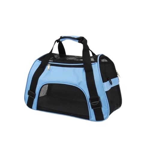 Katzentasche, tragbar, Netzstoff, atmungsaktiv, für kleine Hunde, faltbar, für Katzen, Handtasche, Reisen, Haustier (Blau, M 47 x 30 x 24 cm) von Generisch