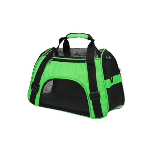 Katzentasche, tragbar, Netzstoff, atmungsaktiv, für kleine Hunde, faltbar, für Katzen, Handtasche, Reisen, Haustier (Grün, L 52 x 35 x 25 cm) von Generisch