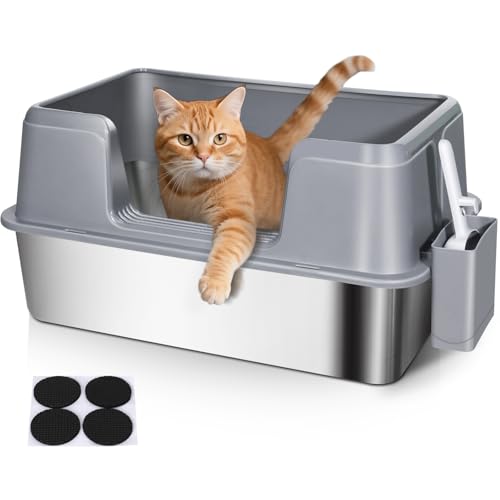 Katzentoilette - Hochseitige Edelstahlwanne mit auslaufsicherem Deckel, rutschfeste Katzentoilette für Katzen und Kaninchen, inklusive 1 Streuschaufel - Schwarz Katzentoilette - Hochseitige Edelstahlwanne mit auslaufsicherem Deckel, rutschfeste Katzentoilette für Katzen und Kaninchen, inklusive 1 Streuschaufel - Schwarz von Generisch
