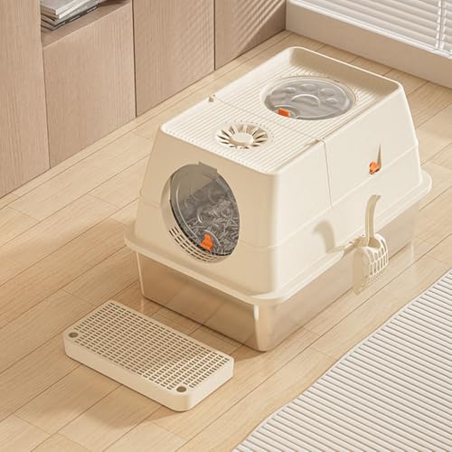 Katzentoilette aus Metall mit abnehmbarem Deckel, Edelstahl-Flip-Top-Design, geschlossene hochseitige Toilette mit Schaufel und Pedal für einfache Reinigung Katzentoilette aus Metall mit abnehmbarem Deckel, Edelstahl-Flip-Top-Design, geschlossene hochseitige Toilette mit Schaufel und Pedal für einfache Reinigung von Generisch