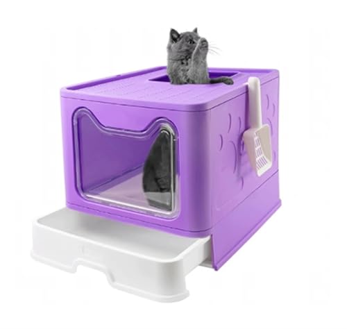 Katzentoilette mit Deckel, geschlossenes Katzentöpfchen oben, Spritzschutz, leicht zu reinigen, inkl. Streu, Violett Katzentoilette mit Deckel, geschlossenes Katzentöpfchen oben, Spritzschutz, leicht zu reinigen, inkl. Streu, Violett von Generisch