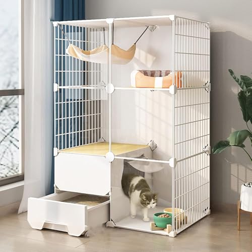 Katzentragetasche für den Innenbereich, Katzenkäfig mit Katzenklo Abnehmbares Metall Kleintiergehege DIY Design für Katzen und kleine Haustiere von Generisch