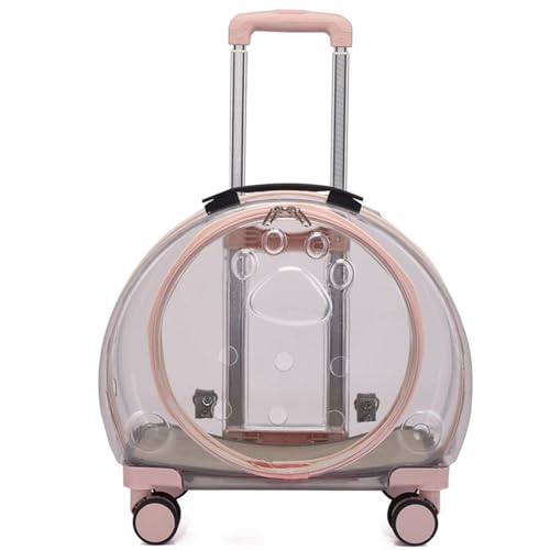 Katzentragetasche mit Rollen und Schultergurt, transparente Kapsel-Reisetasche, Rucksack, Welpen, Hunde, Katzentragetasche, Trolley (Pink a) von Generisch