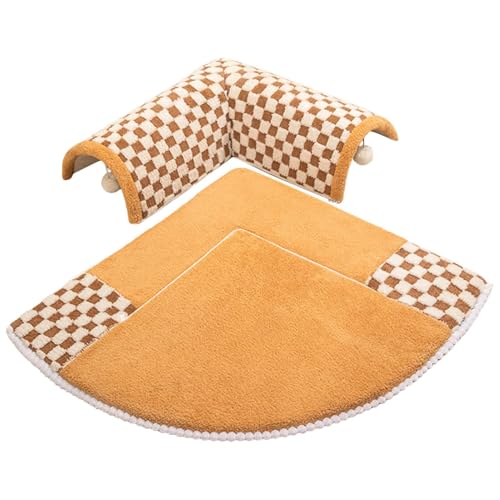 Katzentunnel-Bettteppich, 2-in-1-Katzentunnel mit Teppich für Indoor-Katzen, tragbarer pelziger Katzentunnel, waschbar, Katzenbetthöhle mit Plüschball, Quadrate Katzentunnel, Bettkissen für Kätzchen, von Generisch