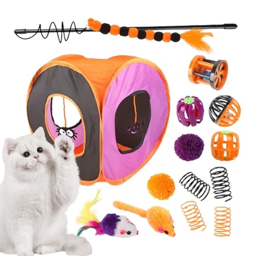 Katzentunnel - Interaktive Katzenspielzeug | Katzen Donut Tunnel | Kätzchenspielzeug zum Spielen | Halloween Pet Federn Federröhrchen Welle Stab Ball Spring Micetoys | Falten quadratischer Kanal Katzentunnel - Interaktive Katzenspielzeug | Katzen Donut Tunnel | Kätzchenspielzeug zum Spielen | Halloween Pet Federn Federröhrchen Welle Stab Ball Spring Micetoys | Falten quadratischer Kanal von Generisch