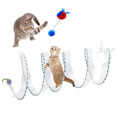 Katzentunnel-Spielzeug, Kätzchen-Spieltunnel, S-Typ, faltbarer Haustier-Tunnel, Spiral-Katzenspielzeug mit Feder, Sisal-Wollball, Indoor-Katzentunnel, Spielzeug zur Verbesserung der Beweglichkeit, von Generisch