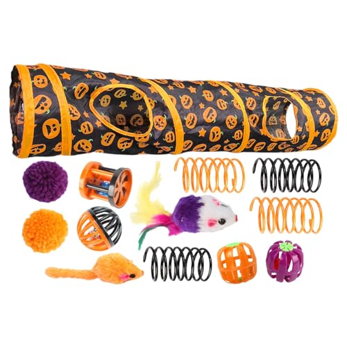Katzentunnel mit Spielzeug,Katzenspieltunnel Halloween Faltbare Katzenröhren mit Spielzeug Aktivitätscenter mit Kürbismuster für Kleintiere, Kätzchen und Katzen Katzentunnel mit Spielzeug,Katzenspieltunnel Halloween Faltbare Katzenröhren mit Spielzeug Aktivitätscenter mit Kürbismuster für Kleintiere, Kätzchen und Katzen von Generisch
