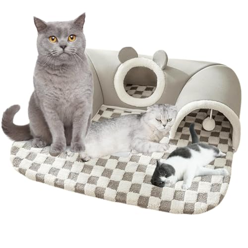 Katzentunnelbett, Katzentunnel für Indoor-Katzen, 3-Wege-Ports, Spielmatte, Spielzeug, weiches Höhlenbett, abnehmbarer Teppich, rutschfeste Kätzchen-Labyrinthlöcher für Kätzchen, Frettchen (Grau, 85 x Katzentunnelbett, Katzentunnel für Indoor-Katzen, 3-Wege-Ports, Spielmatte, Spielzeug, weiches Höhlenbett, abnehmbarer Teppich, rutschfeste Kätzchen-Labyrinthlöcher für Kätzchen, Frettchen (Grau, 85 x von Generisch