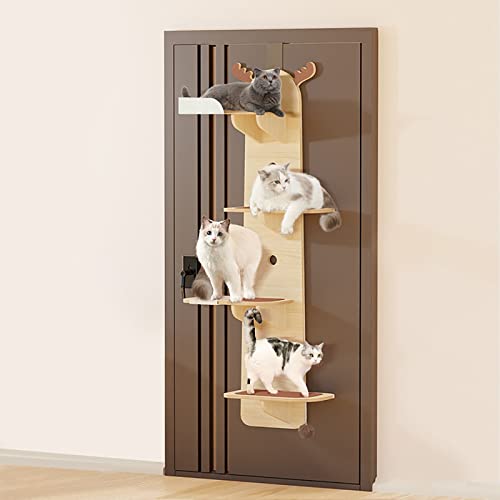 Katzenturm Tür Hängende Katzenregale | 4 Ebenen Vertikaler Baumturm für Katzen | Türmontierte Katzenmöbel | Platzsparendes Katzenkletterregal von Generisch