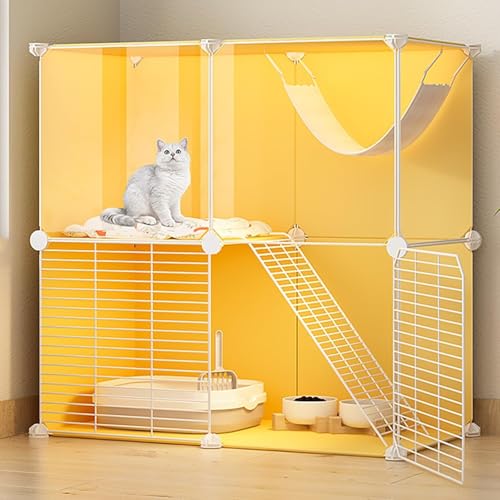 Katzenvilla DIY Indoor Pet Home mit Plattformen | Outdoor Katzengehege Kätzchen Käfig für Indoor-Katzen | Abnehmbare Metallhütte Box Haus für Indoor-Katzen Katzenvilla DIY Indoor Pet Home mit Plattformen | Outdoor Katzengehege Kätzchen Käfig für Indoor-Katzen | Abnehmbare Metallhütte Box Haus für Indoor-Katzen von Generisch