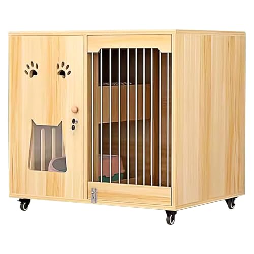 Katzenvilla Holz Indoor Outdoor Käfig mit Rädern - Multifunktionale geschlossene Wohnung für Katzen geeignet für den Innen- und Außenbereich - Katzenhaus Schrank mit Zaun Katzenvilla Holz Indoor Outdoor Käfig mit Rädern - Multifunktionale geschlossene Wohnung für Katzen geeignet für den Innen- und Außenbereich - Katzenhaus Schrank mit Zaun von Generisch