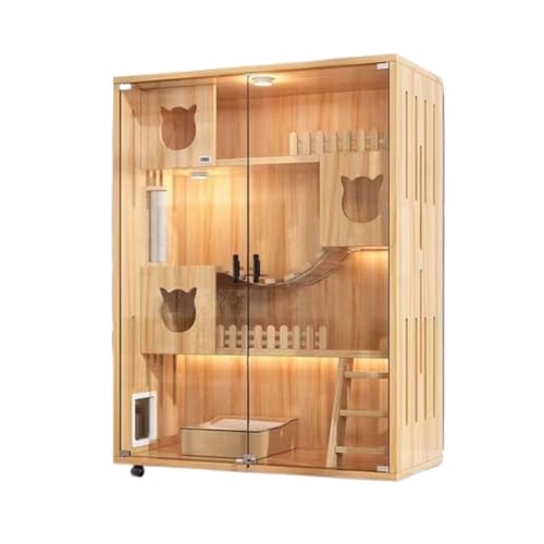 Katzenvilla aus Massivholz – Doppelschrank für den Innenbereich, Zimmer und Haustiernest (Farben: 5) von Generisch