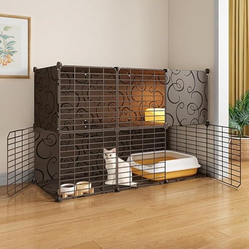 Katzenvilla für den Innenbereich, abnehmbare Metallhütte, Kleintierhaus, selbst montierte Katzenkiste (Größe: 104 cm L x 35 cm B x 70 cm H, Farbe: Schwarz) von Generisch