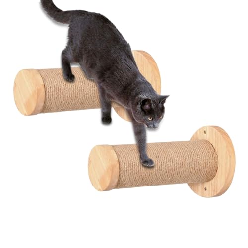 Katzenwandbaum, Katzenkletterwand - 2X Holzleiter Stall und sicheres Kratzerpfosten - Indoor Kätzchen Wandregal Wandmontierte Haustier versorgen Möbel für große Katzen von Generisch