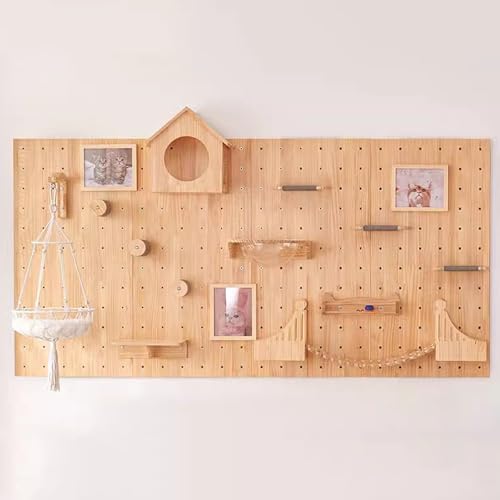Katzenwandregale Set mit Hängekorb, Weltraumkapsel, Springbretter, Katzenhaus und Leiterbrücke für Indoor Klettern und Spielen von Generisch