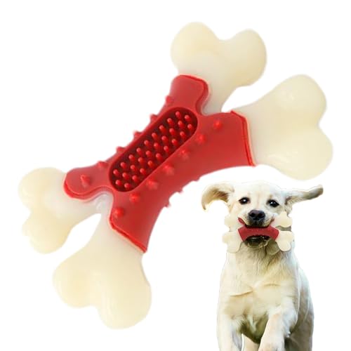 Kauknochen für Hunde, robustes Spielzeug in Knochenform zum Zahnen mit Speckgeschmack – feine Borsten, saubere Hundezähne, langlebiges Trainingswerkzeug für Wohnzimmer, Hinterhof, Terrasse von Generisch