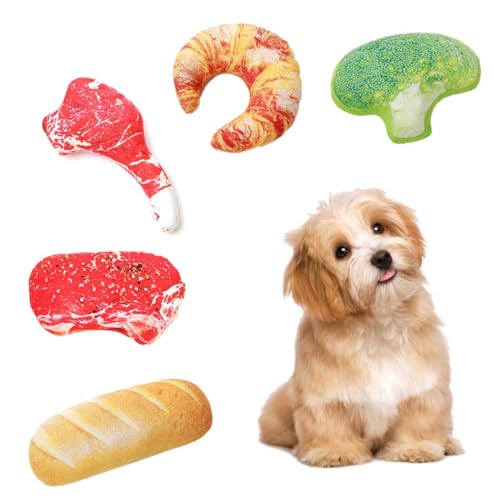 Kauspielzeug für Hunde, bissfest, Baumwolle, quietschend, für Spielzeug, Lebensmittel, realistisches Zahnpflege-Spielzeug, 5 Stück von Generisch