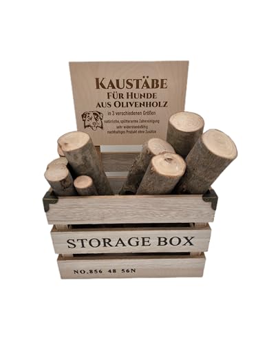 Olivenholz Kaustäbe für Hunde - Naturkauholz ohne Zusätze - splitterarm & besonders hart - Zahnreinigung & Kauspaß für kleine bis große Hunde - nachhaltig & langlebig (M) von Generisch