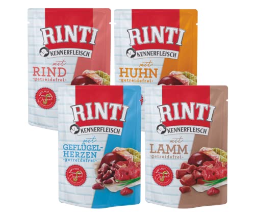 Rinti-Kennerfleisch 20 x 400g Mixpaket | 4 garantierte Sorten | getreidefreies Nassfutter mit 70% Fleisch & Innereien | ohne Soja | Hundefutter von Generisch