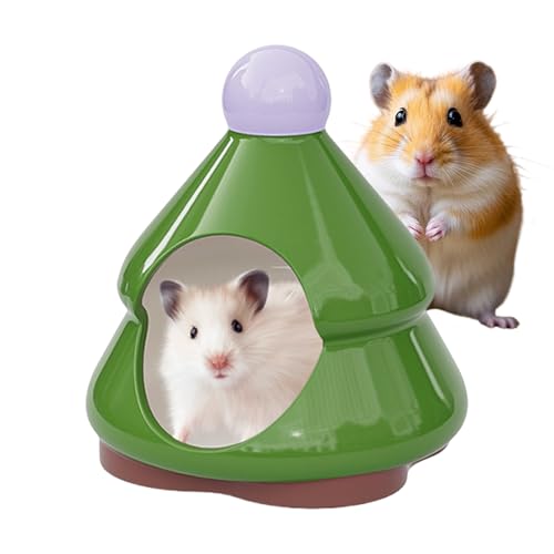 Keramik Hamsterhaus | Kühlendes Häuschen Mit Kiefernbaum,Stabiles Wasserdichtes Versteck Und Schlafplatz Kleintierheim Für Eichhörnchen Igel von Generisch