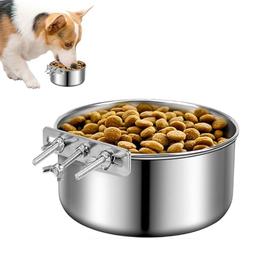 Kiste Wassernapf Hängende Futterschale Edelstahl Abnehmbare Schalen Sicherer Futternapf für Zuhause Indoor Outdoor Wohnzimmer Küche Hund Katze Haustier Käfig oder Zwinger Trocken- und Nassfutter von Generisch