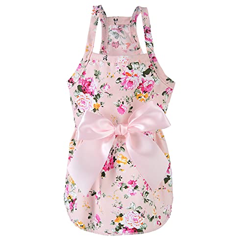 Kleidung für Mädchen Prinzessin Kleid Pet Print Bow Shirt Atmungsaktives Sommer-Baumwollärmelloses Shirt Bequemes Hundehemd Atmungsaktiver Hund (XL) von Generisch