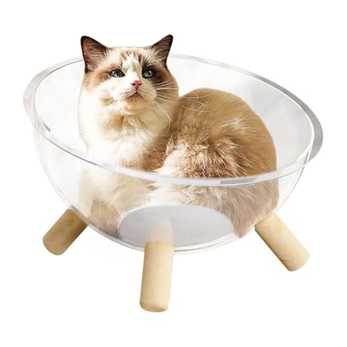 Kleines Katzenbett | Katzen Nest Mit Holzgestell,Transparentes Acryl-Kuppelhaus Für Kleintiere – Schlafplatz Für Katzenwelpen, & Kleintiere von Generisch