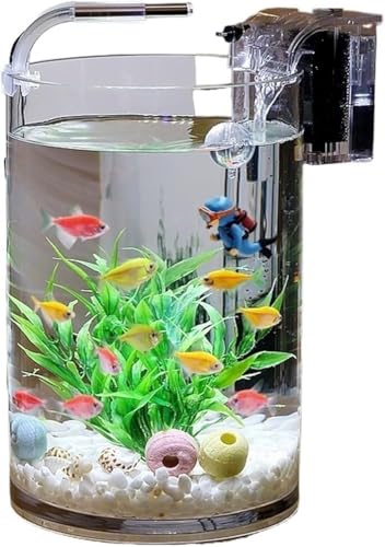Kleines zylindrisches Glas-Fischglas, Desktop-Goldfisch-Aquarium für Büro, Wohnzimmer und Heimdekoration, transparenter Betta-Fisch-Lebensraum (Größe: 25 x 20 cm) von Generisch