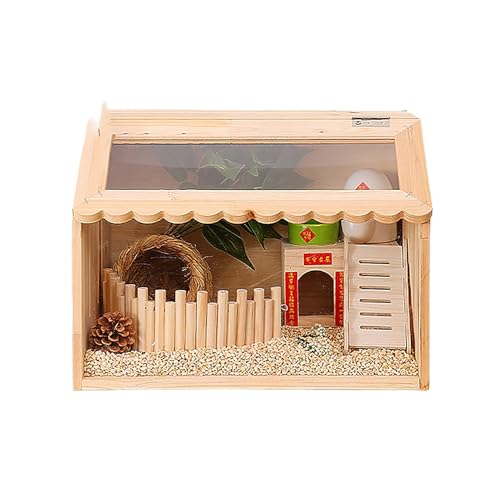 Kleintierkäfig aus Acryl mit Holzhaus und Spielzeug, transparentes Design für einfache Überwachung, ideal für Hamster, Frettchen und Ratten von Generisch
