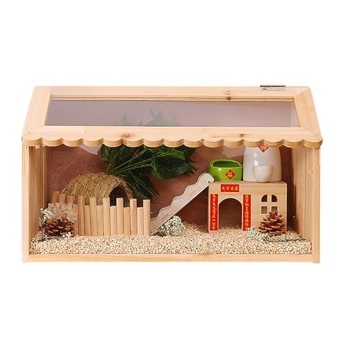 Kleintierkäfig aus Acryl mit Holzhaus und Spielzeug, transparentes Design für einfache Überwachung, ideal für Hamster, Frettchen und Ratten von Generisch