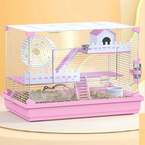 Kleintierkäfig mit Laufrad, Wasserflasche und Futternapf für Hamster, Rennmäuse und Ratten, tragbar, 3 Etagen von Generisch