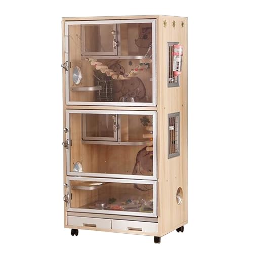 Kleintierkäfig mit Rädern, 3-stöckig, Holzstall Laufstall für Kaninchen, Frettchen, Chinchillas, Hamster, Indoor Outdoor Kleintierkäfig mit Rädern, 3-stöckig, Holzstall Laufstall für Kaninchen, Frettchen, Chinchillas, Hamster, Indoor Outdoor von Generisch
