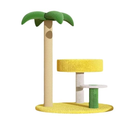 Kokosnussbaum Katzenbaum - Großes Klettergerüst mit Kratzbaum, Hängeball Spielzeug & Geräumige Höhle für Katzen, Ideale Katzenmöbel zum Spielen & Entspannen von Generisch